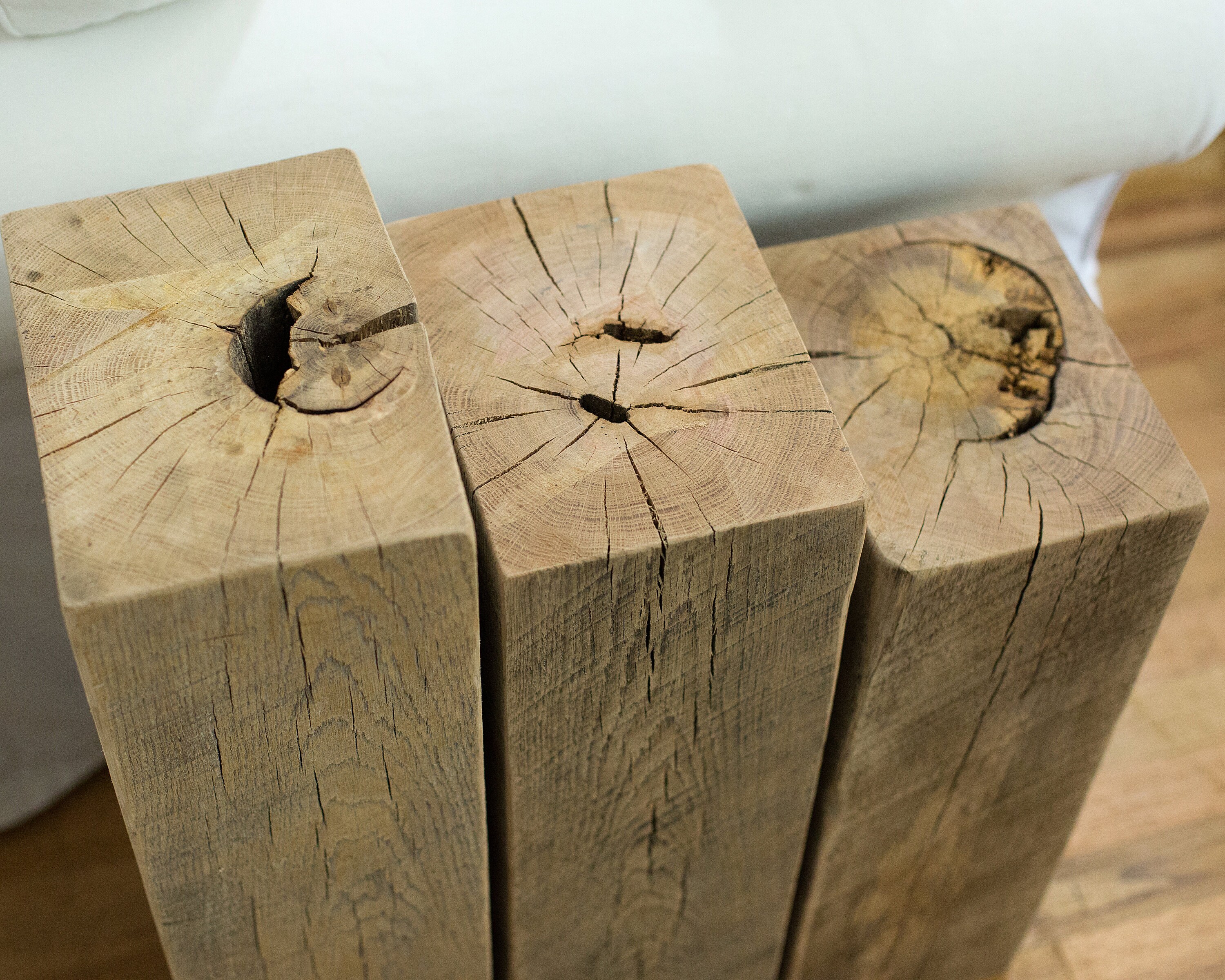 Reclaimed Wood Beam End Table Set Etsy