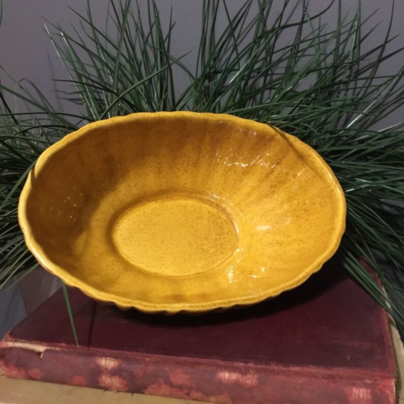 Vintage Haeger Mustard Yellow Planter Mid Century Oval Ceramic