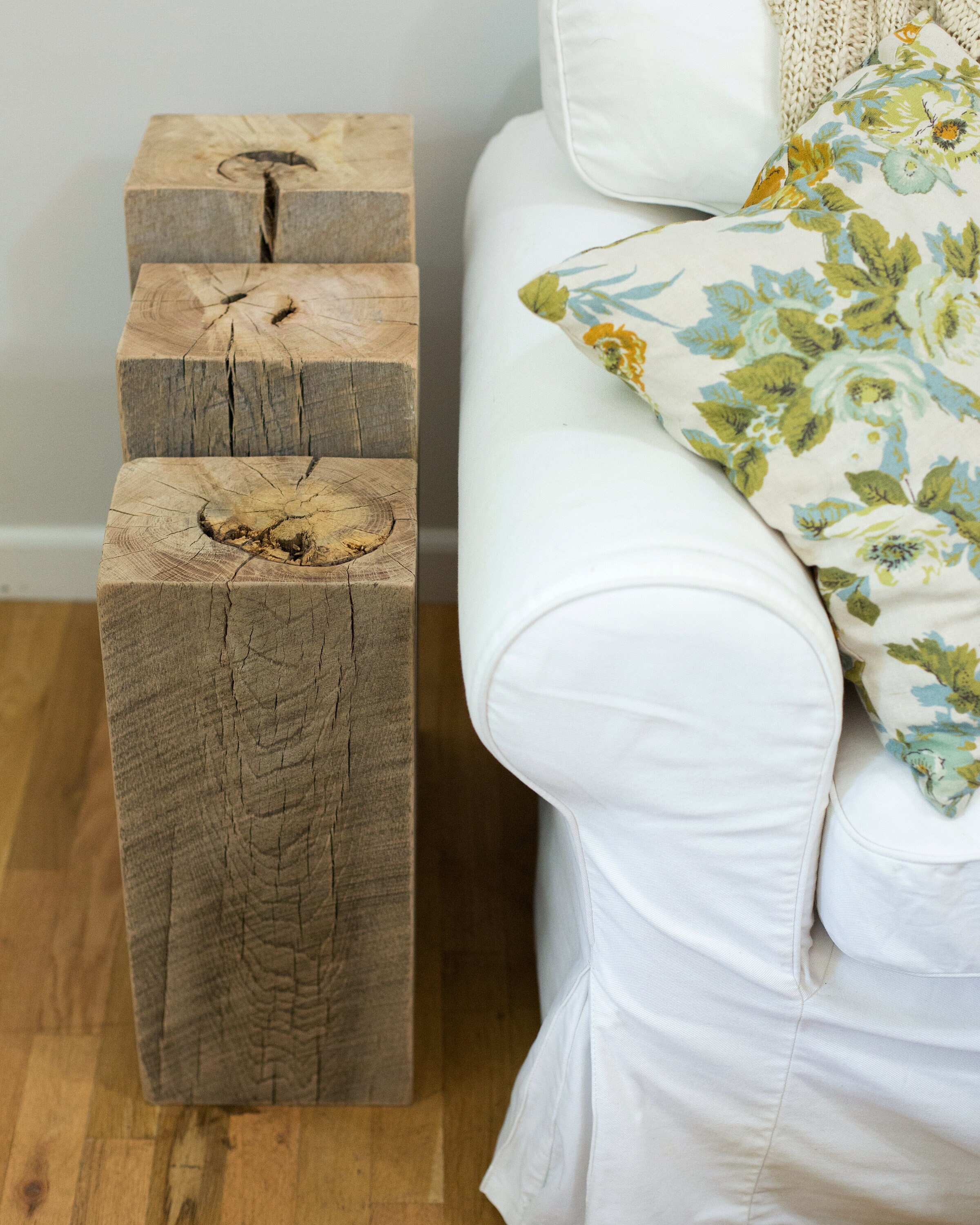 Reclaimed Wood Beam End Table Set Etsy