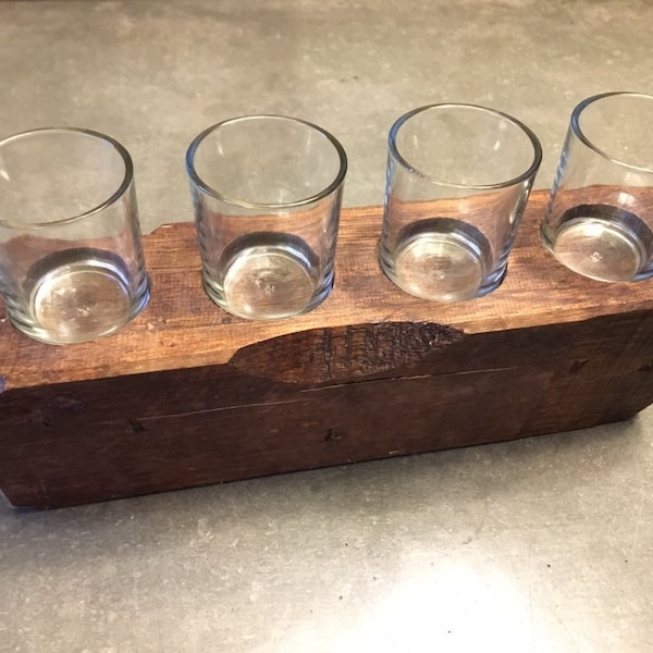Vintage Hand Hewn Rough Cut Candle Holder