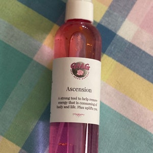Ascension Spray for Spiritual Protection & Upliftment – Rose, Frankincense, Myrrh, Blessed Water, 24k Gold, Black Tourmaline, Smokey Quartz