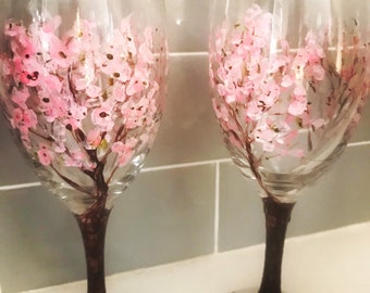 Cherry blossom wine glass