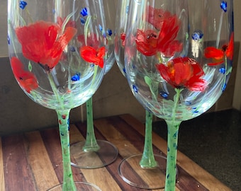 Poppy wine glass