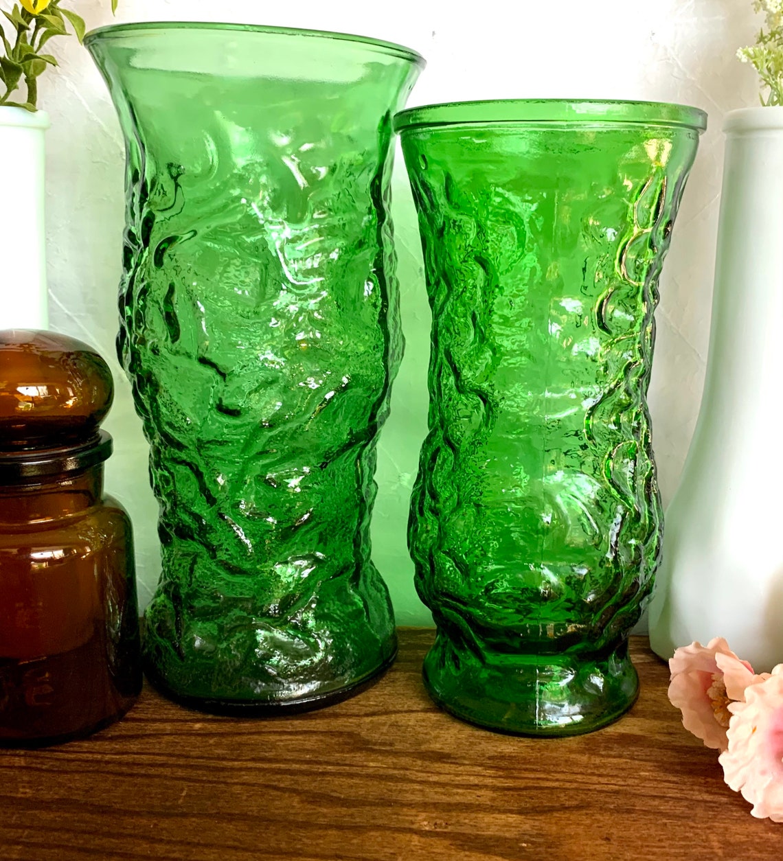 Green Glass Vase Vintage