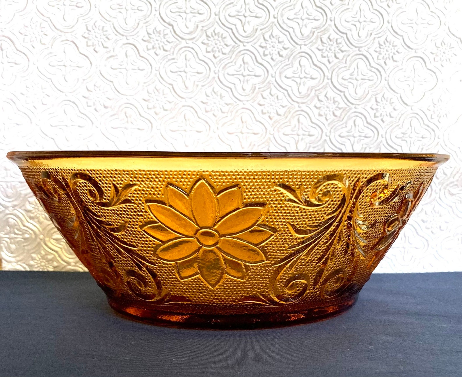 Vintage Amber Glass Bowls Ensemble de 6 Jewel tone Pressed Etsy
