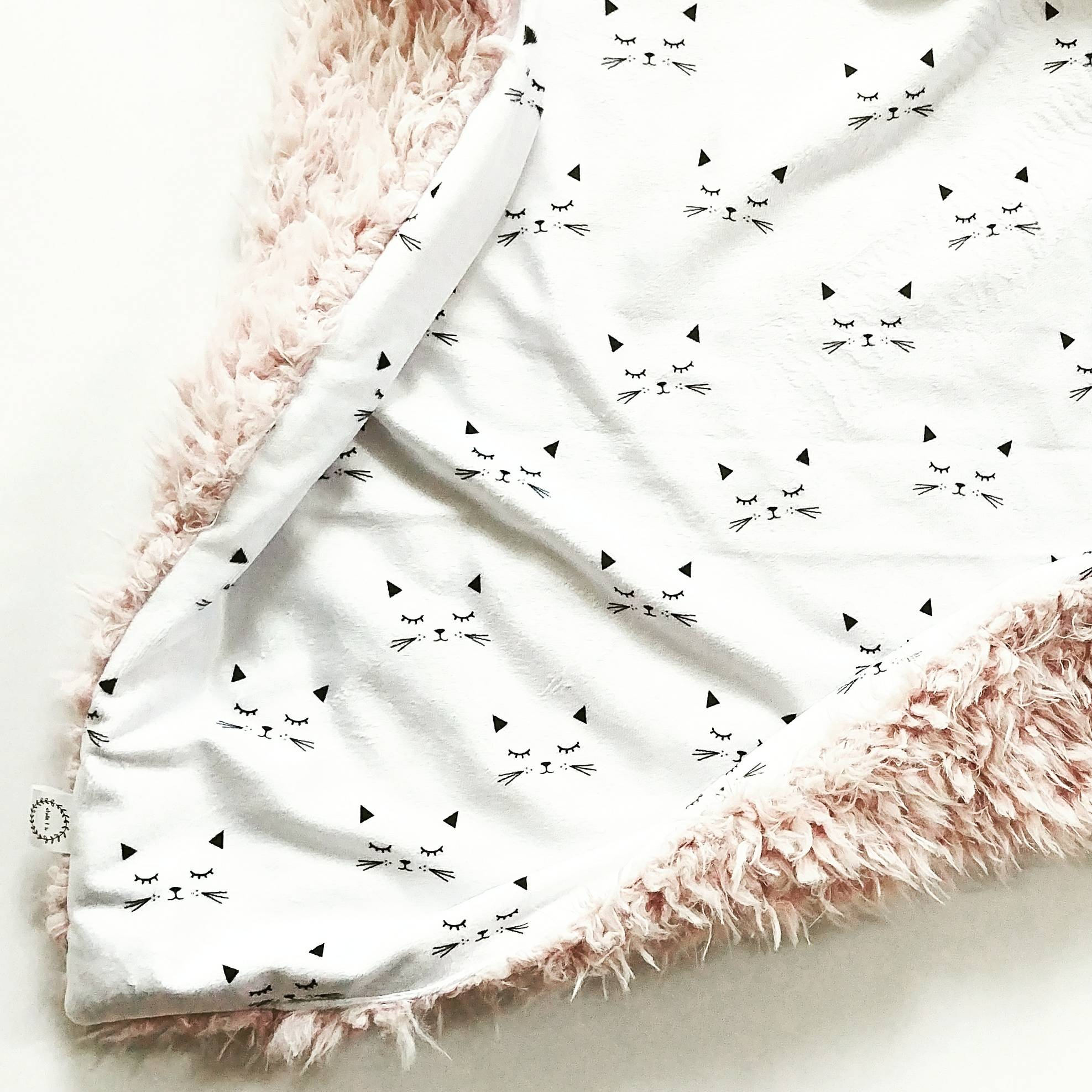 Cat Baby Blanket Kitty Baby Blanket Minky Baby Blanket Faux Etsy