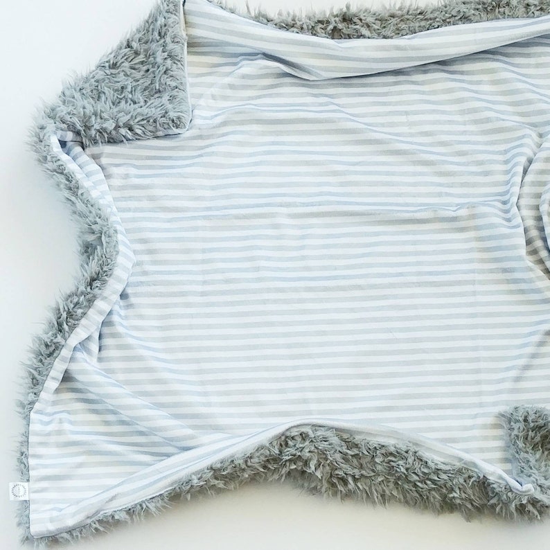 Grey Stripe Baby Blanket Minky Baby Blanket Grey Blanket Etsy