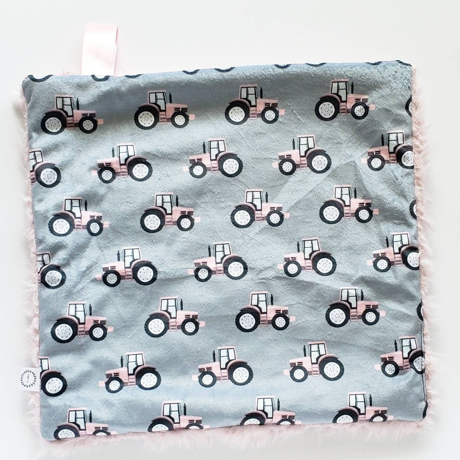 Pink Tractor Lovey Minky Lovey Faux Fur Lovey Tractor Etsy