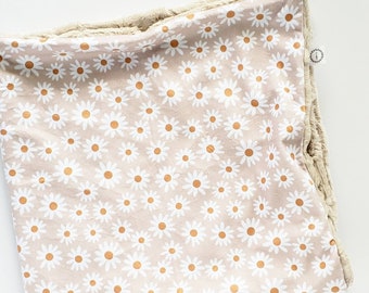 Beige Daisy Baby Blanket, Floral Baby Blanket, Minky Baby Blanket, Almond Baby Blanket, Girl Blanket, Vintage Blanket, Floral, Tan, Gold