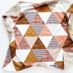 Salmon Triangle Baby Blanket, Minky Baby Blanket, Faux Fur Baby Blanket, Copper Baby Blanket, Beige Baby Blanket, Girl Baby Blanket, Linen
