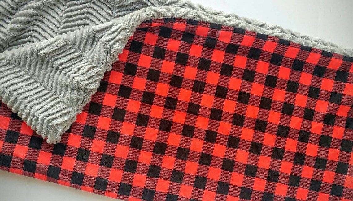 Red and Black Buffalo Check Baby Blanket Minky Baby Blanket Etsy