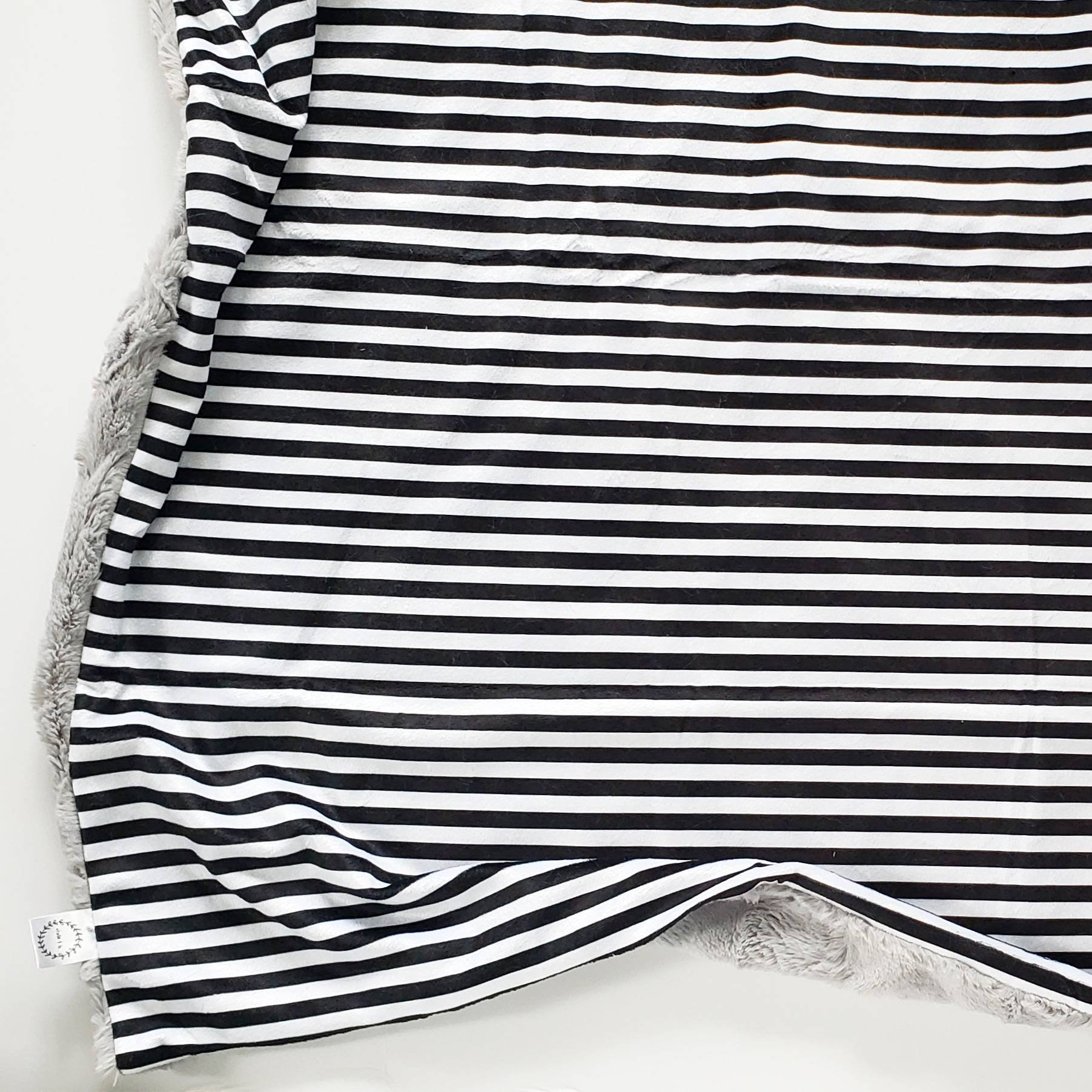 Baby Blanket Black and White Stripes Minky Baby Blanket Grey Etsy