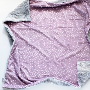 Lilac Mudcloth Baby Blanket, Minky Baby Blanket, Faux Fur Baby Blanket, Purple Blanket, Girl Blanket, Neutral Baby Blanket, Mudcloth Blanket