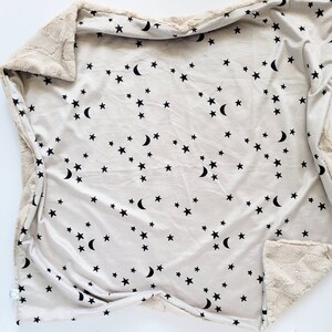 Almond Stars Baby Blanket, Minky Baby Blanket, Cream Baby Blanket, Ivory Baby Blanket, Boy Blanket, Neutral Blanket, Stars, Black, Beige
