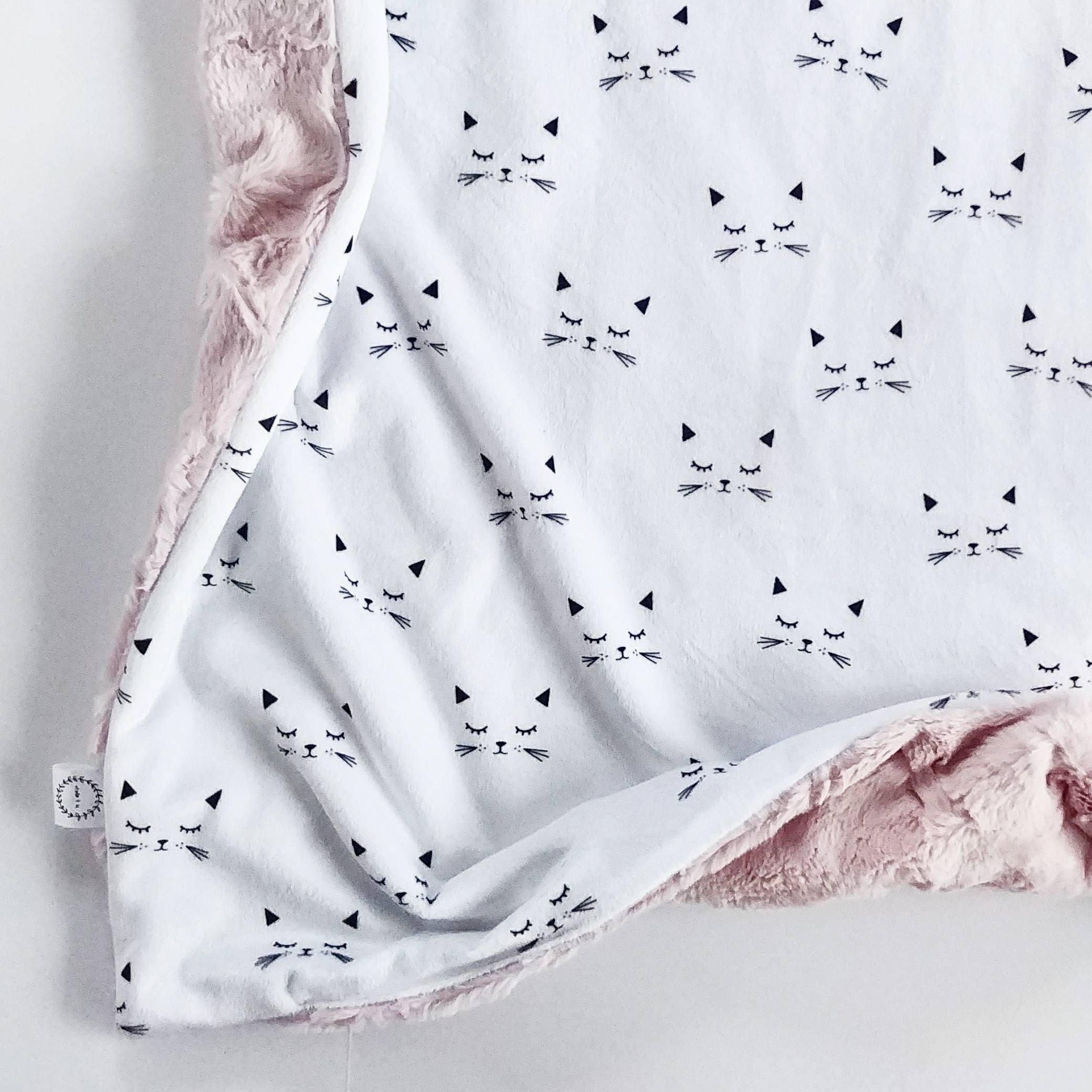 Cat Baby Blanket Kitty Baby Blanket Minky Baby Blanket Faux Etsy