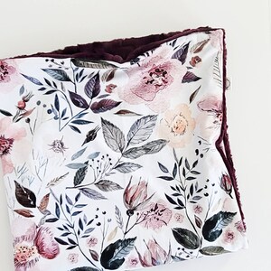 Blush Floral Baby Blanket, Floral Baby Blanket, Minky Baby Blanket, Faux Fur Baby Blanket, Girl Baby Blanket, Watercolor Floral, Protea