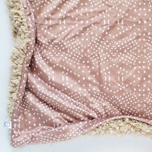 Mauve Mudcloth Baby Blanket, Minky Baby Blanket, Faux Fur Baby Blanket, Mauve Blanket, Girl Blanket, Neutral Baby Blanket, Mudcloth Blanket