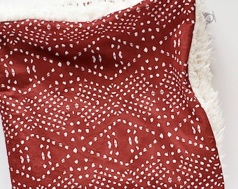 Cinnamon Mudcloth Baby Blanket, Rust Baby Blanket, Minky Baby Blanket, Faux Fur Baby Blanket, Neutral Baby Blanket, Mudcloth, Natural, Red