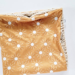 Gold Suns Baby Blanket, Blush Baby Blanket, Minky Baby Blanket, Faux Fur Baby Blanket, Neutral Baby Blanket, Linen, Gold, Sunshine, Sun