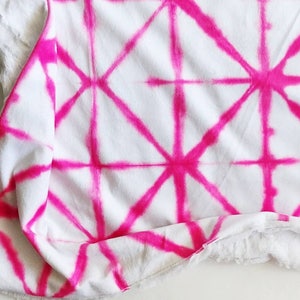 Hot Pink Shibori Baby Blanket, Minky Baby Blanket, Pink Blanket, Girl Baby Blanket, Hot Pink Blanket, Neutral Blanket, Dyed Hot Pink
