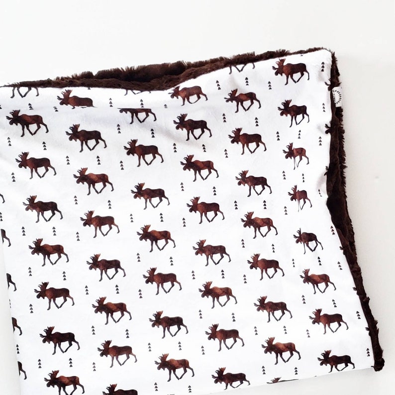 Woodland Moose Baby Blanket Minky Baby Blanket Faux Fur Baby Etsy