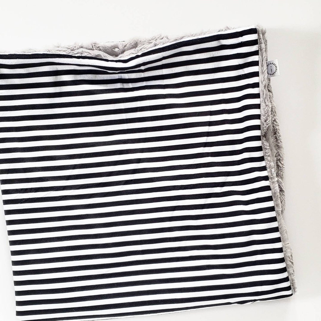 Baby Blanket Black and White Stripes Minky Baby Blanket Grey - Etsy