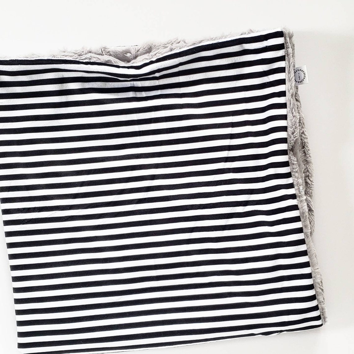 Baby Blanket Black and White Stripes Minky Baby Blanket Grey Etsy
