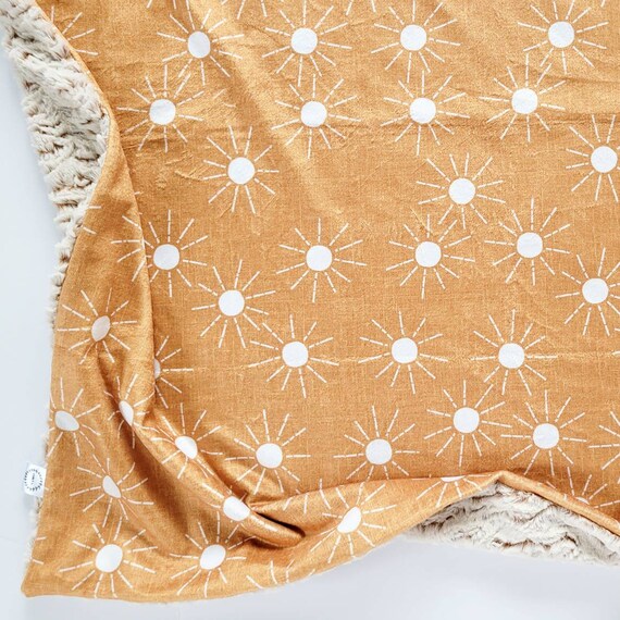 Gold Suns Baby Blanket Blush Baby Blanket Minky Baby Blanket Faux Fur Baby Blanket Neutral Baby Blanket Linen Gold Sunshine Sun Etsy Canada