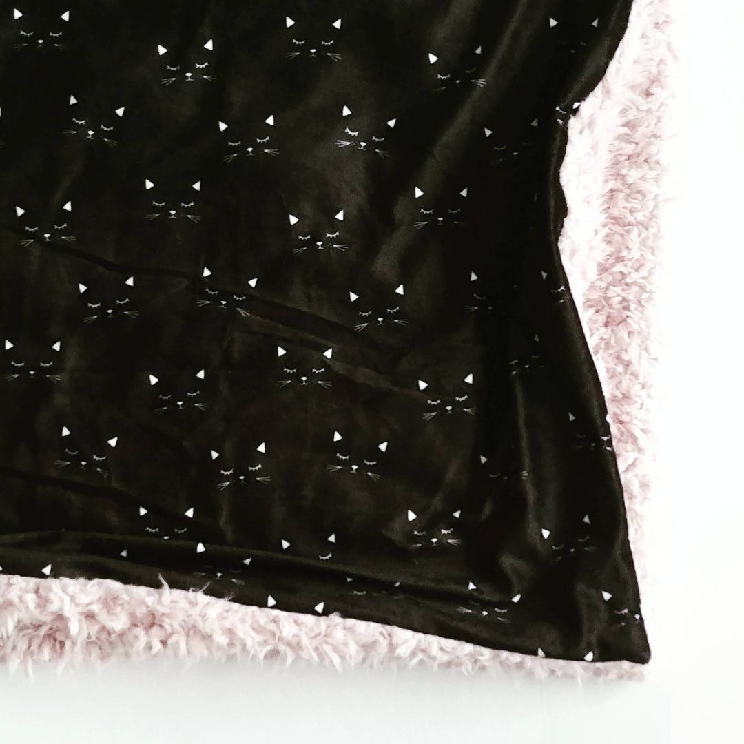 Cat Baby Blanket Kitty Baby Blanket Minky Baby Blanket Faux Etsy