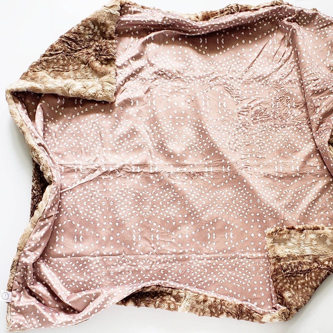 Mauve Mudcloth Baby Blanket, Floral Baby Blanket, Minky Baby Blanket
