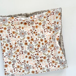 Grey Floral Baby Blanket, Minky Baby Blanket, Faux Fur Baby Blanket, Gold Blanket, Girl Blanket, Ditsy Floral Baby Blanket, Almond, Grey