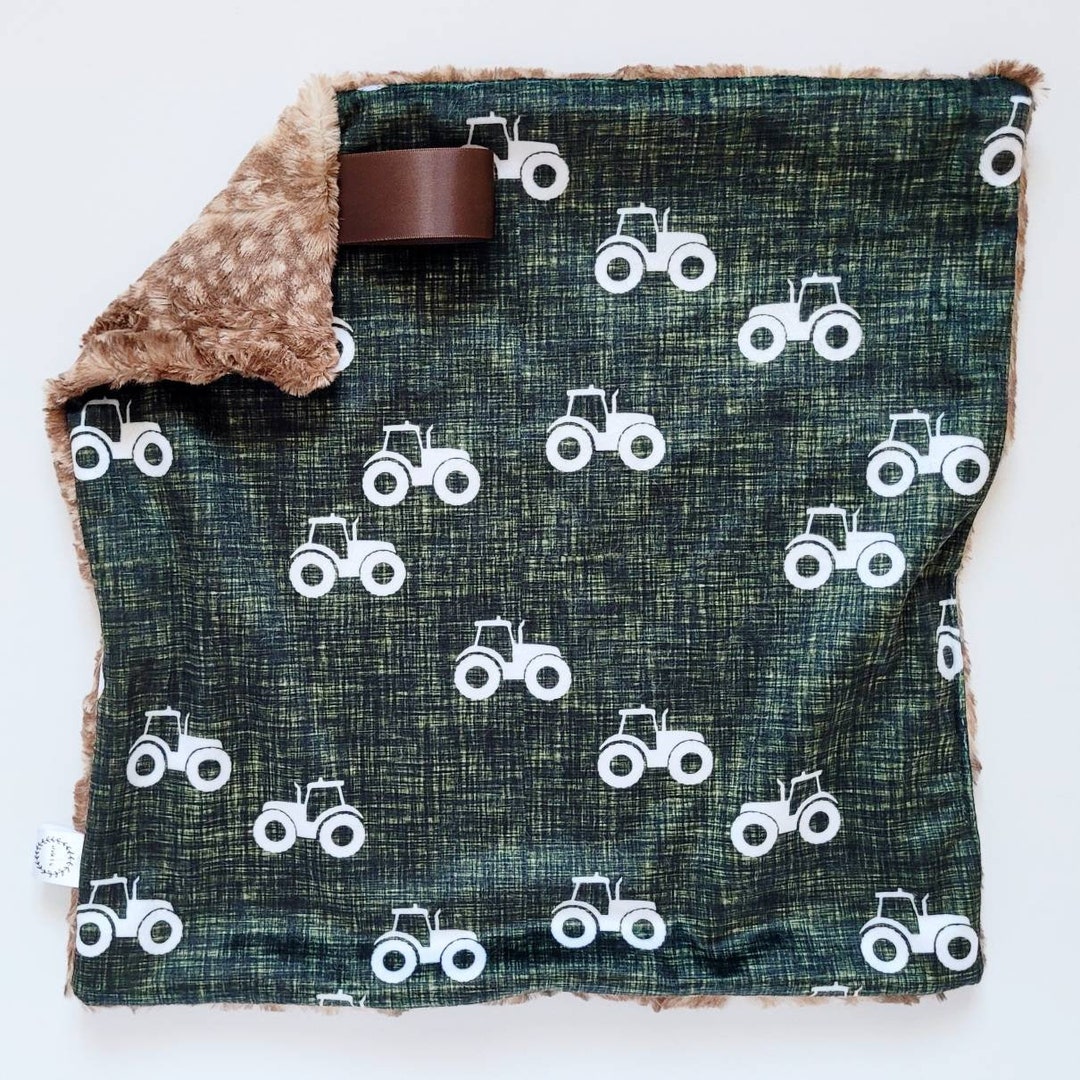 Olive Linen Tractor Lovey Minky Lovey Faux Fur Lovey Etsy