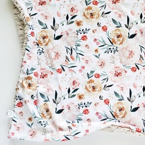 Tan Floral Baby Blanket, Minky Baby Blanket, Faux Fur Baby Blanket, Beige Blanket, Girl Blanket, Neutral Baby Blanket, Almond, Beige Floral