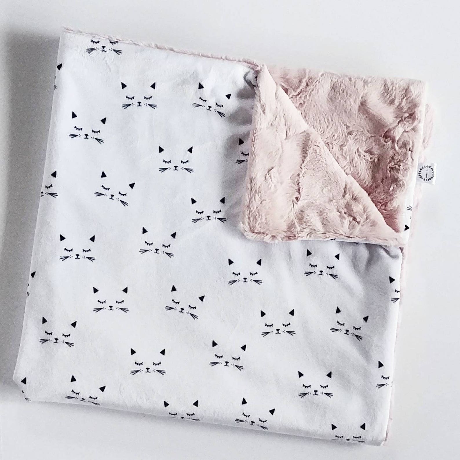 Cat Baby Blanket Kitty Baby Blanket Minky Baby Blanket Faux Etsy
