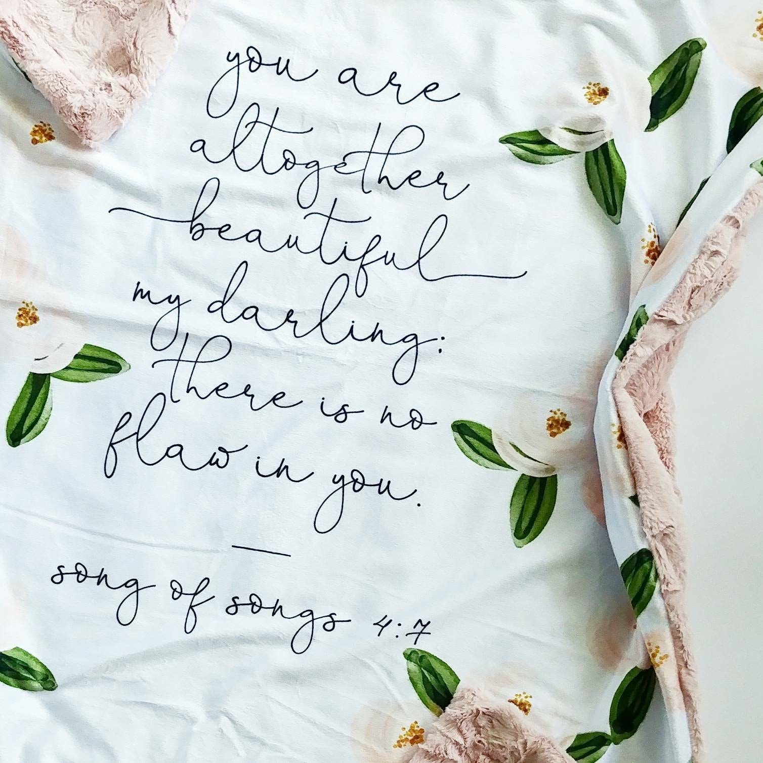 Blush Floral Quote Baby Blanket Minky Baby Blanket Faux Fur Etsy