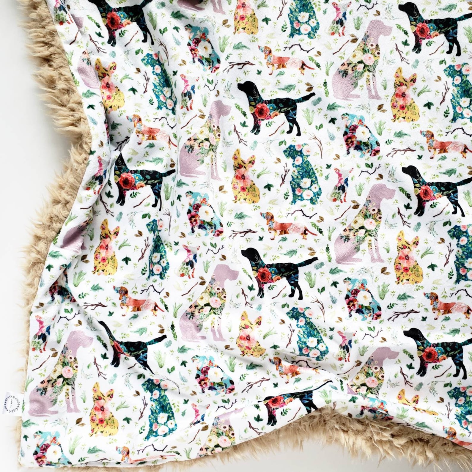 Floral Dog Baby Blanket Minky Baby Blanket Faux Fur Baby Etsy