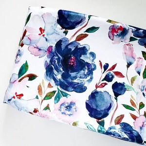 Blue Peony Changing Pad Cover, Minky Changing Pad Cover, Peony Changing Pad Cover, Floral Changing Pad Cover, Watercolor Floral, Blush