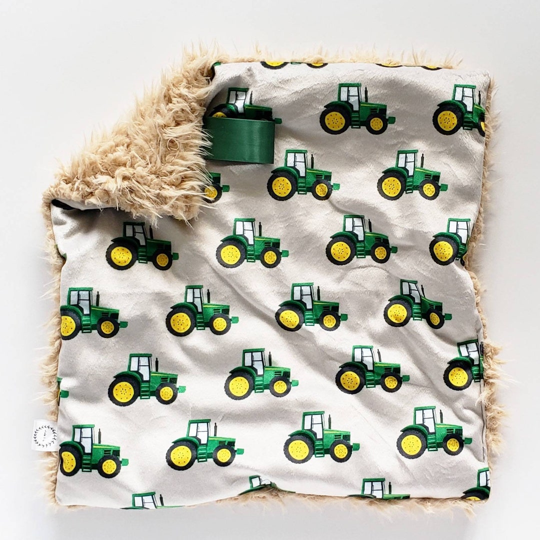 Green Tractor Lovey Minky Lovey Faux Fur Lovey Tractor Etsy