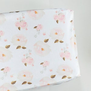 Pink and Ivory Watercolor Floral Changing Pad Cover, Minky Changing Pad Cover, Ivory Changing Pad Cover, Floral Changing Pad Cover