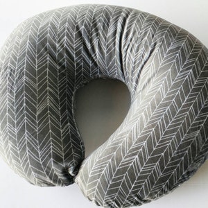 Charcoal Herringbone Minky Nursing Pillow Cover, Minky, Charcoal, Girl, Boy, Neutral, Breast Feeding Pillow Cover, Herringbone