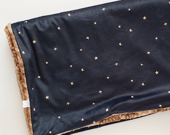 Black Star Baby Blanket, Minky Baby Blanket, Black Baby Blanket, Constellation Baby Blanket, Boy Blanket, Neutral Blanket, Stars, Gold Star