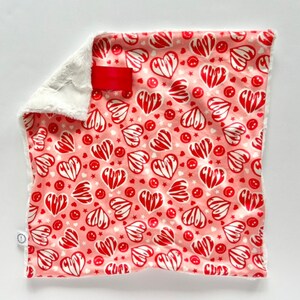 Red Hearts Lovey, Minky Lovey, Faux Fur Lovey, Beige Lovey, Boy Lovey, Girl Lovey, Hearts Lovey, Valentine&#39;s Day Lovey, Heart, Love, Red