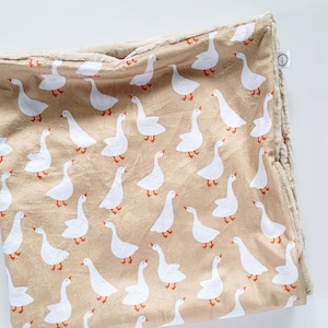 Goose Baby Blanket, Minky Baby Blanket, Faux Fur Baby Blanket, Boy Blanket, Almond Blanket, Geese Baby Blanket, Almond, Beige, Neutral, Tan