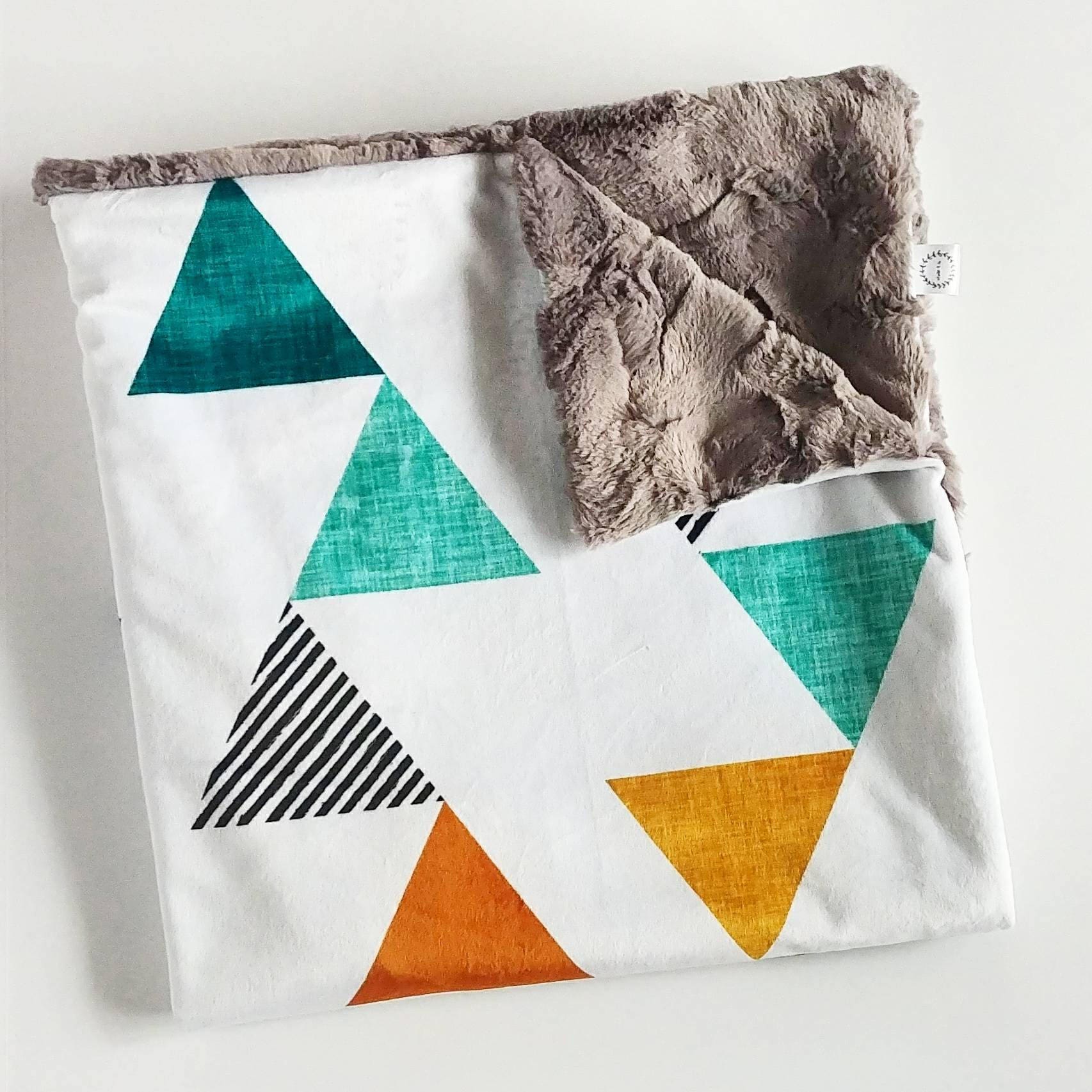 Linen Triangle Baby Blanket Linen Baby Blanket Minky Baby Etsy