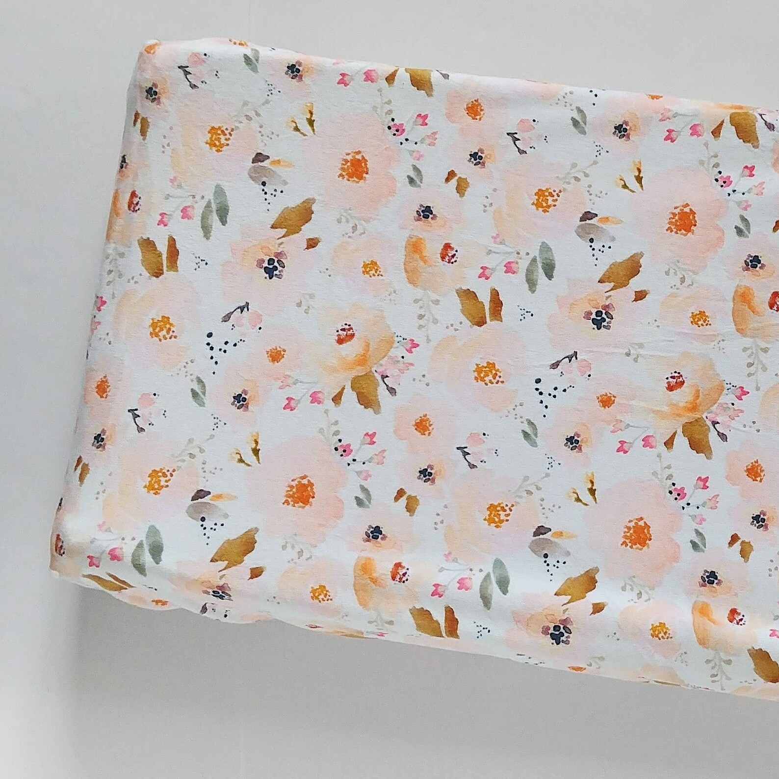Peach Floral Changing Pad Cover Minky Changing Pad Cover Etsy