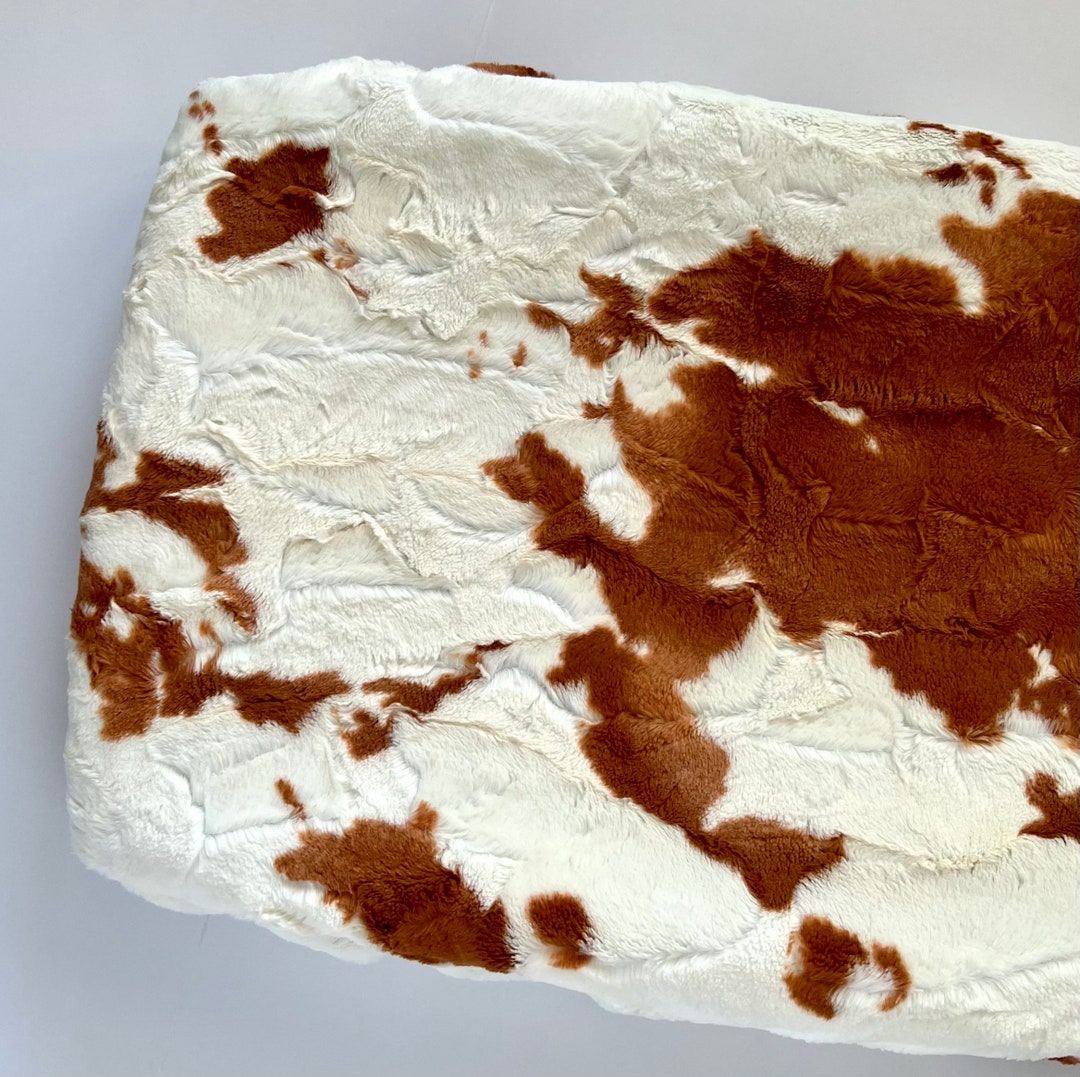 Cow Hide Faux Fur Changing Pad Cover, Minky Changing Pad Cover, Copper ...