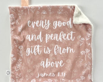 Scripture Blush Floral Lovey, Minky Lovey, Faux Fur Lovey, Blush Lovey, Girl Lovey, Beautiful Lovey, Quote Lovey, Perfect, Baptism, Peach