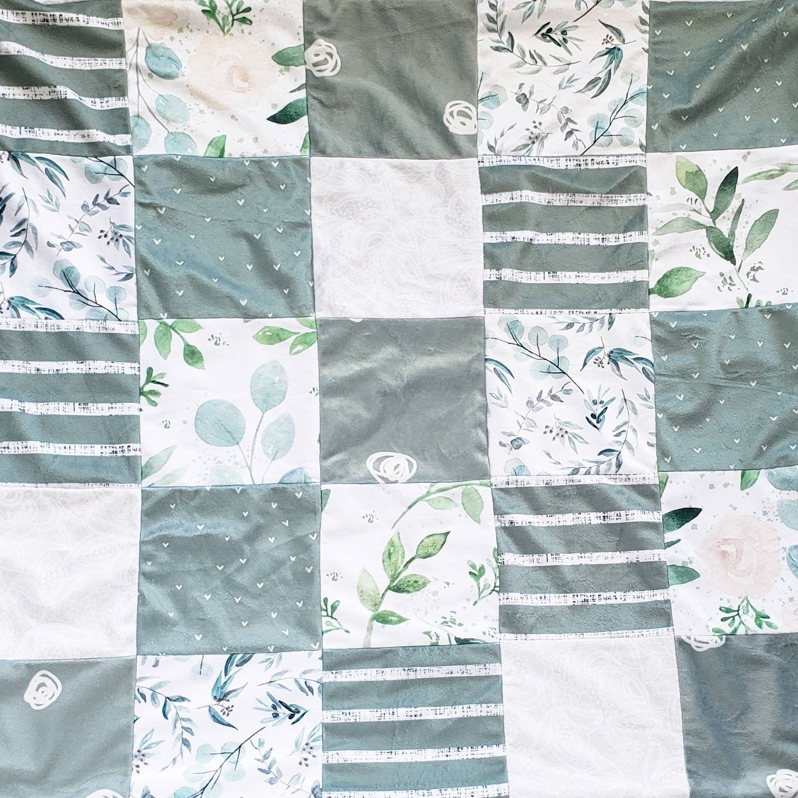 Introducing sage Pieced Baby Blanket Minky Baby Etsy
