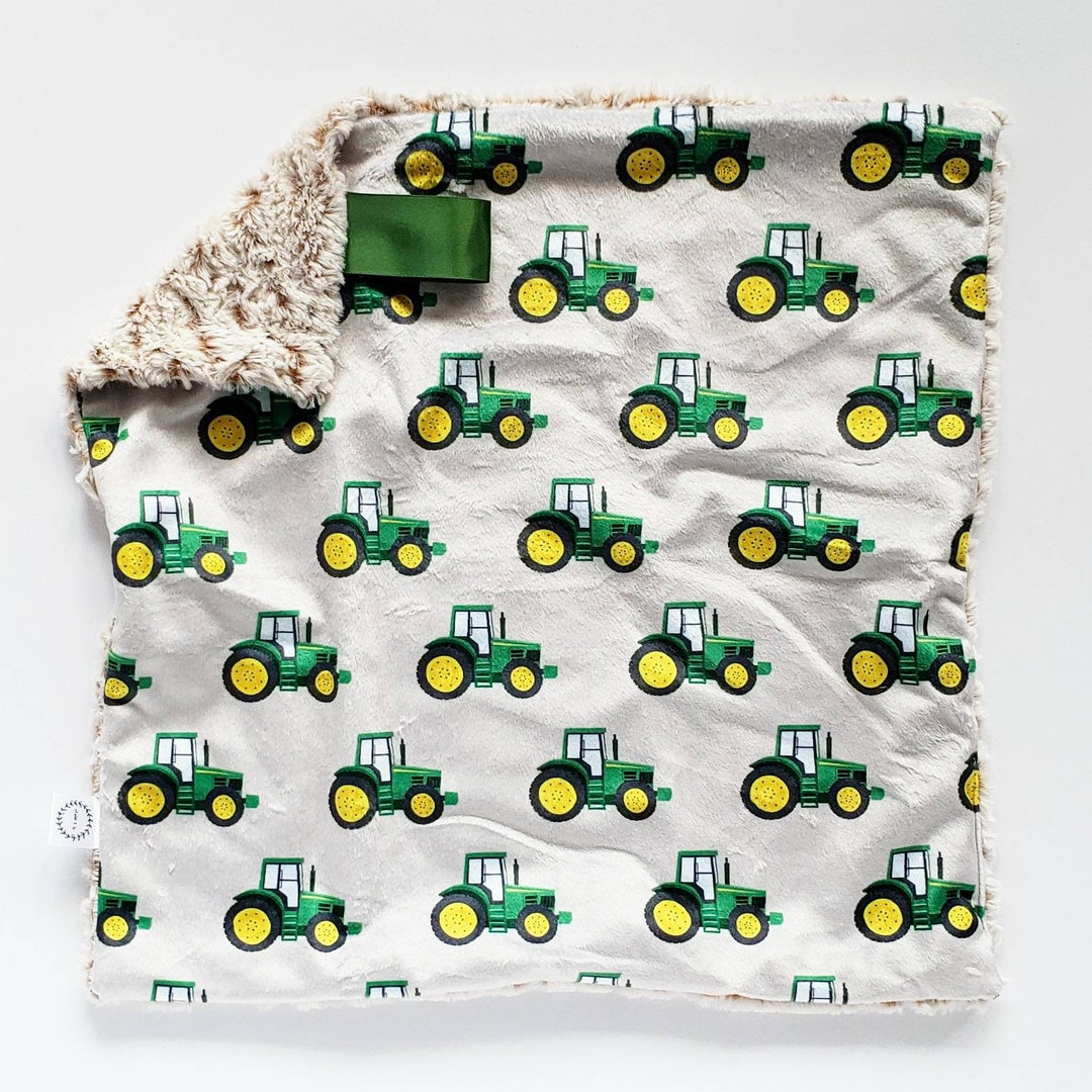 Green Tractor Lovey Minky Lovey Faux Fur Lovey Tractor Etsy