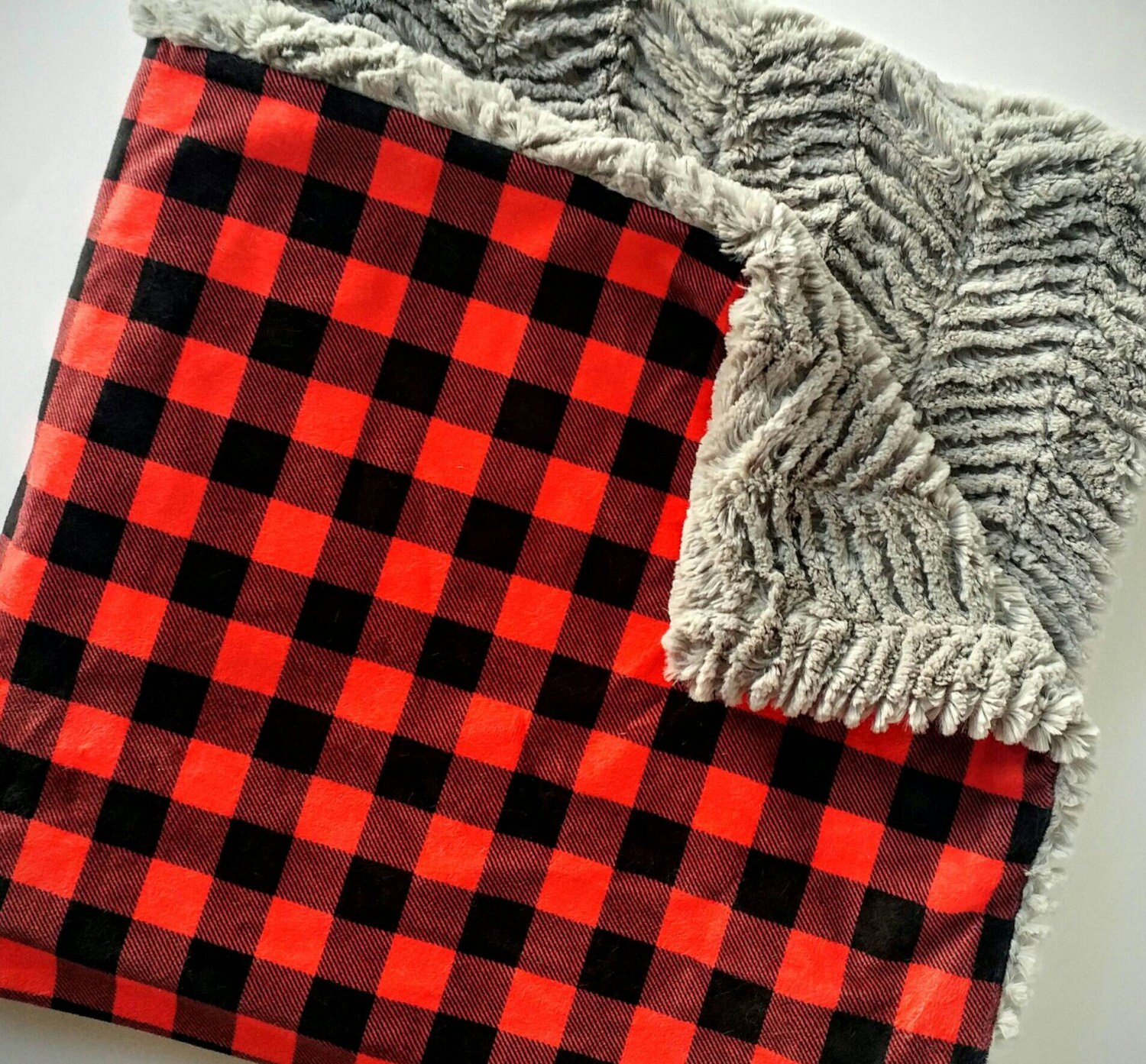 Red and Black Buffalo Check Baby Blanket Minky Baby Blanket Etsy